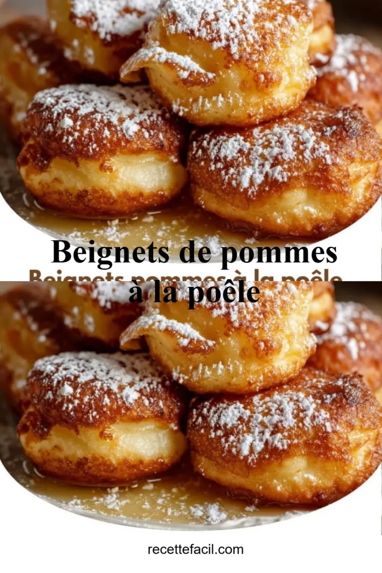 Beignets de pommes à la poêle dorés et croustillants, prêts à déguster.