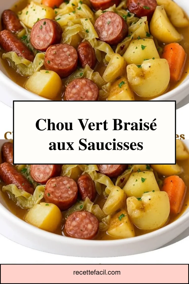 Chou Vert Braisé aux Saucisses, plat savoureux et réconfortant