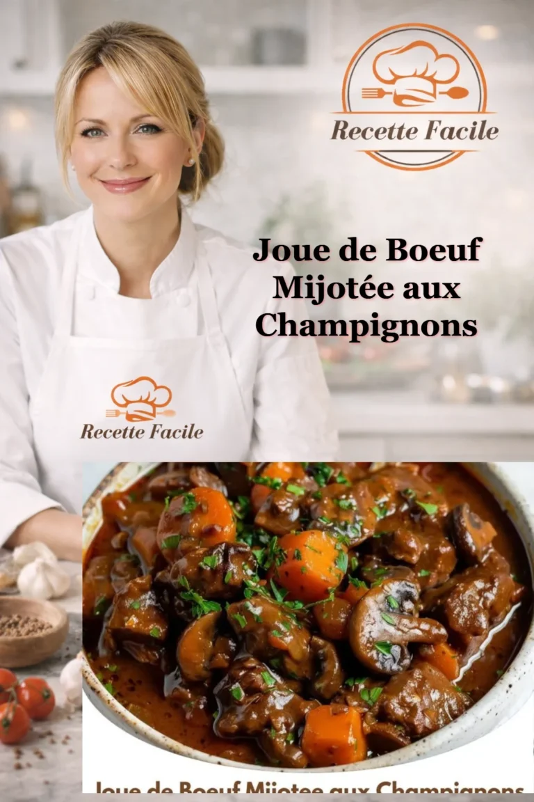Recette de joue de boeuf mijotée aux champignons, plat savoureux et réconfortant