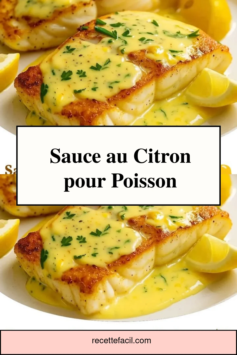 Sauce au citron pour poisson servie dans un bol avec des herbes fraîches
