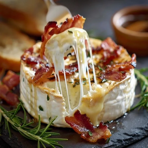 Camembert au bacon, miel et romarin