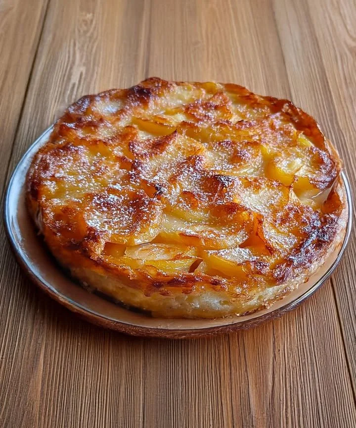 Croustade aux pommes servie avec une boule de glace vanille