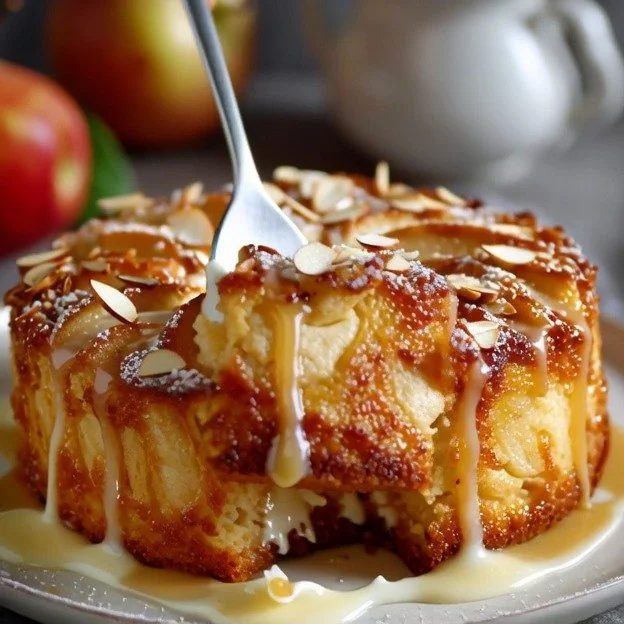 Gâteau aux pommes moelleux et savoureux présenté sur une assiette
