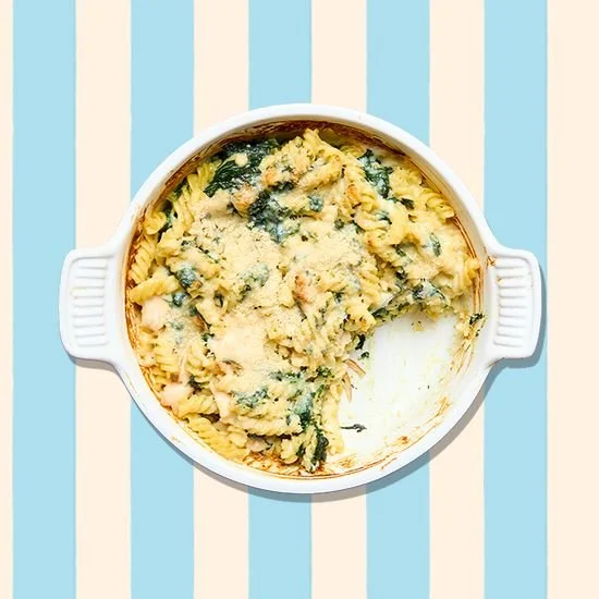 Gratin de pâtes aux épinards et poulet