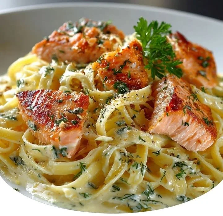 Pâtes crémeuses au saumon servies dans un bol délicieux