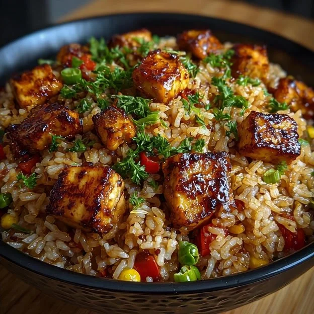 Riz sauté poulet caramélisé