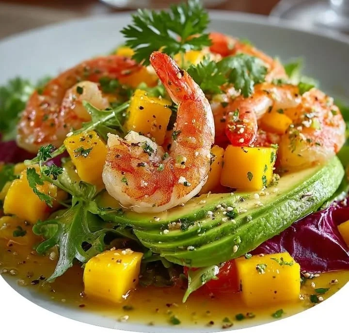 Salade exotique fraîche avec fruits et légumes colorés
