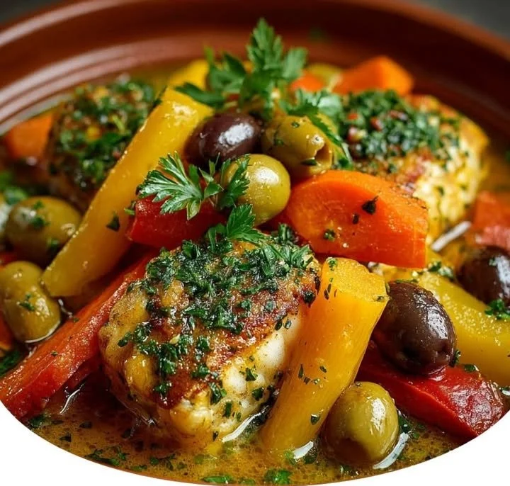Tajine de Poisson aux Olives & Légumes