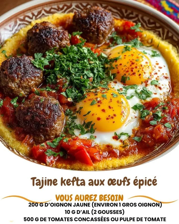Tajine kefta aux œufs épicés