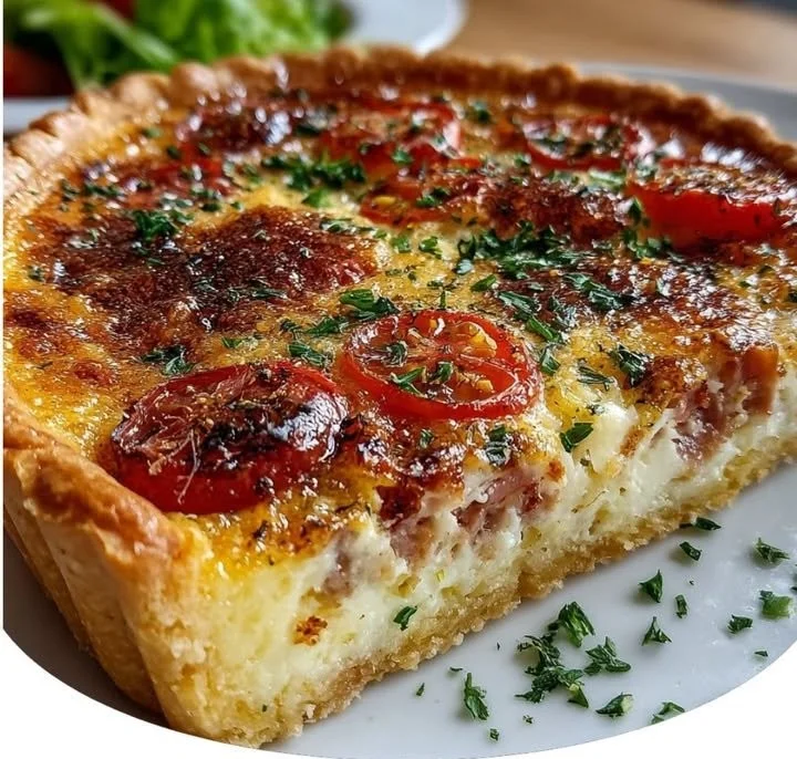 Tarte au thon garnie de tomates et moutarde, un plat savoureux et facile à réaliser