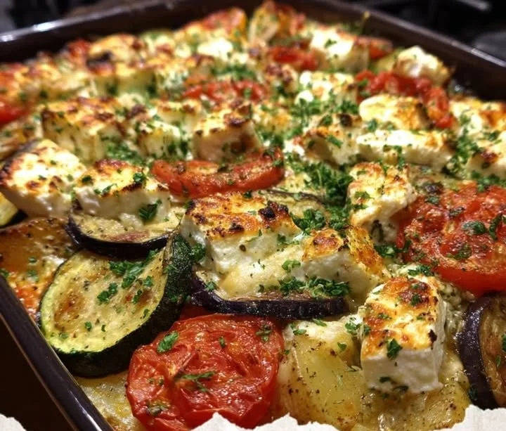 Briami aux Feta - Légumes rôtis grecs avec fromage feta