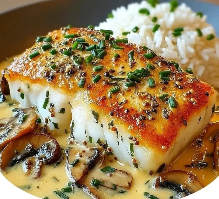 Filet de cabillaud crèmeux au citron et moutarde, plat savoureux et délicat