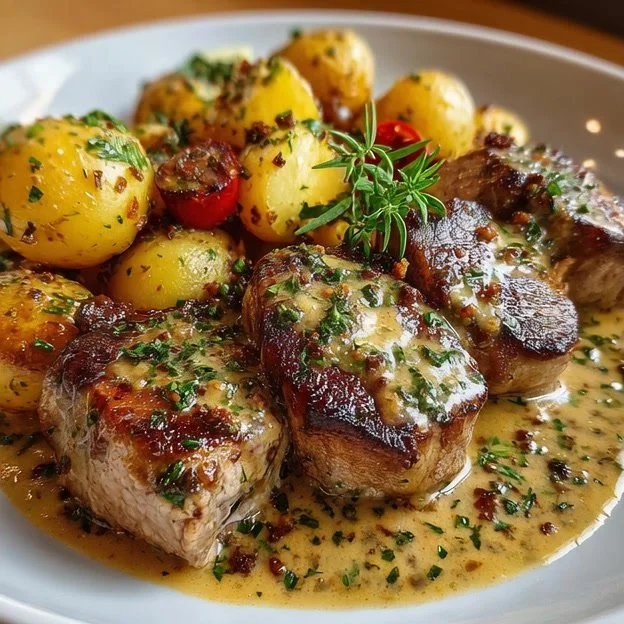 Côtelettes de porc aux pommes