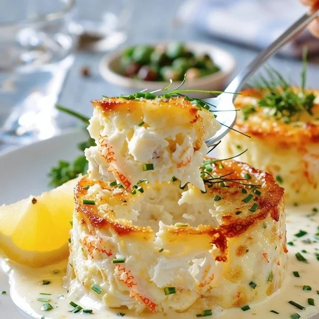 Flan au Crabe savoureux servi sur une assiette élégante.