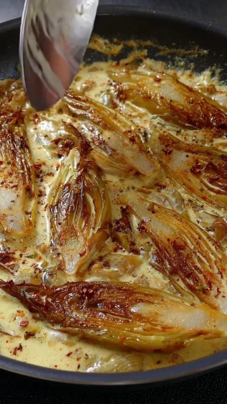 Endives braisées à la crème et au curry, plat savoureux et crémeux