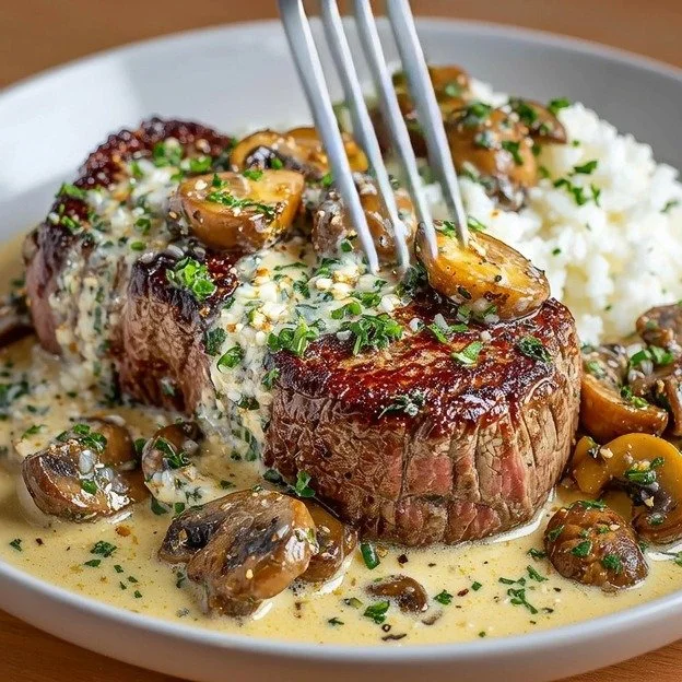 Filet Mignon au Boursin et Champignons