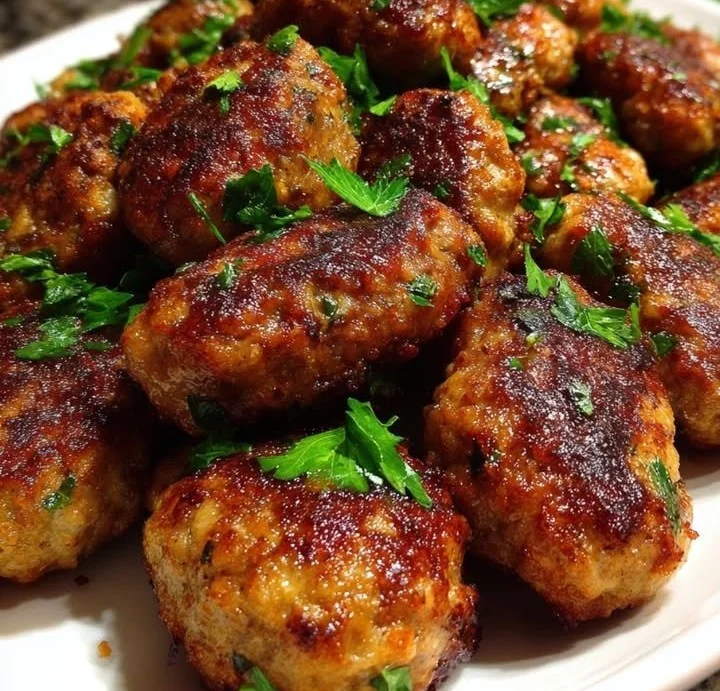 Boulettes de keftedes grecs servies avec une sauce tzatziki