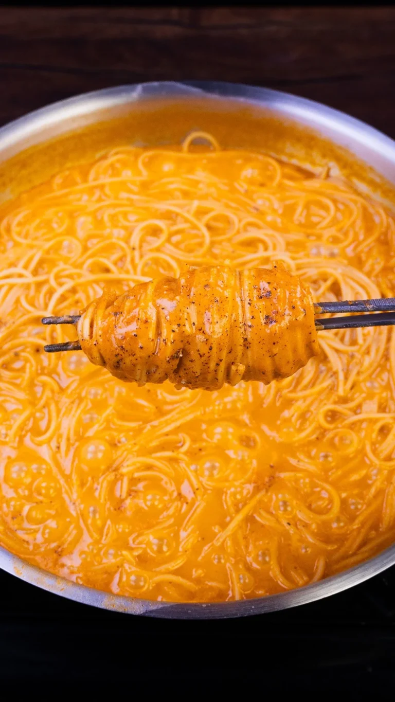 Assiette de pâtes crémeuses garnie de parmesan et de basilic frais.