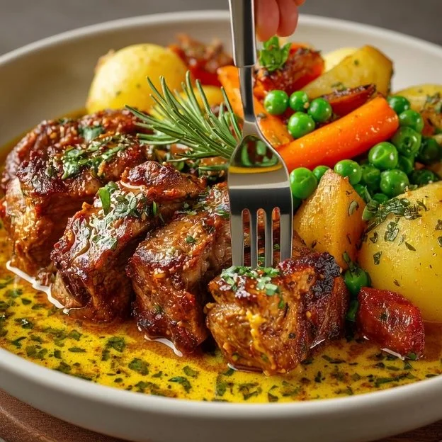 Quasi de veau mariné au tandoori avec légumes épicés