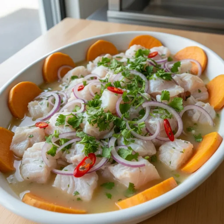 Plateau de ceviche de poisson frais avec légumes colorés