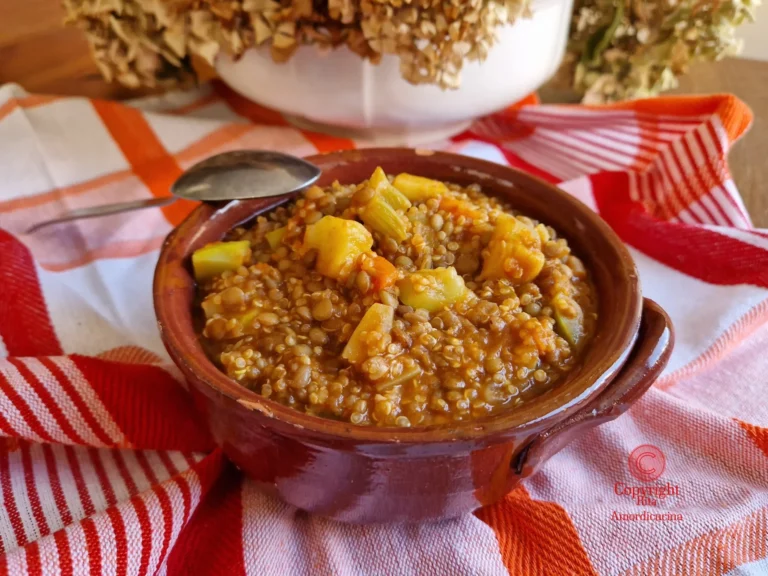 Bol de ragoût de lentilles et quinoa garni de légumes frais