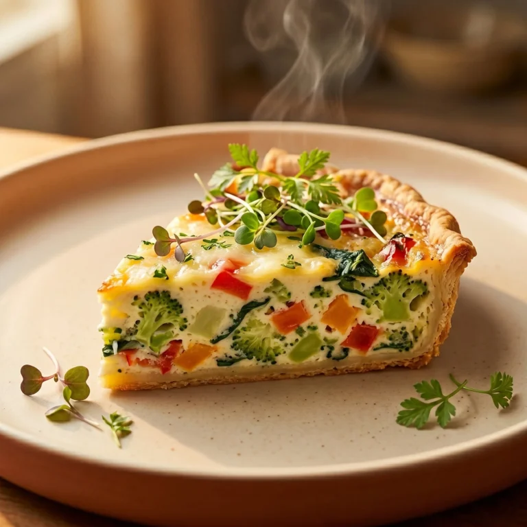 Tarte aux légumes de saison, savoureuse et saine, prête à être dégustée.