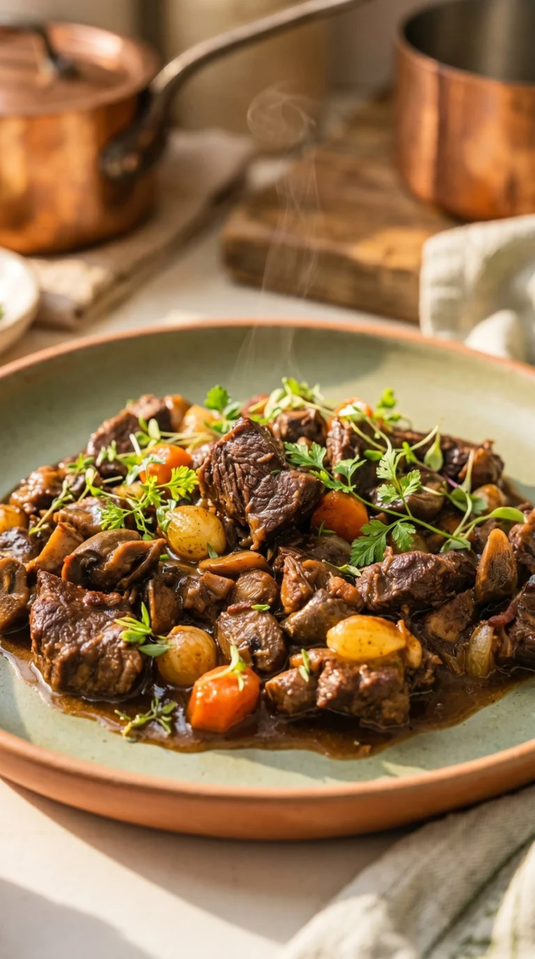 Boeuf Bourguignon de Julia Child, un plat mijoté riche et savoureux