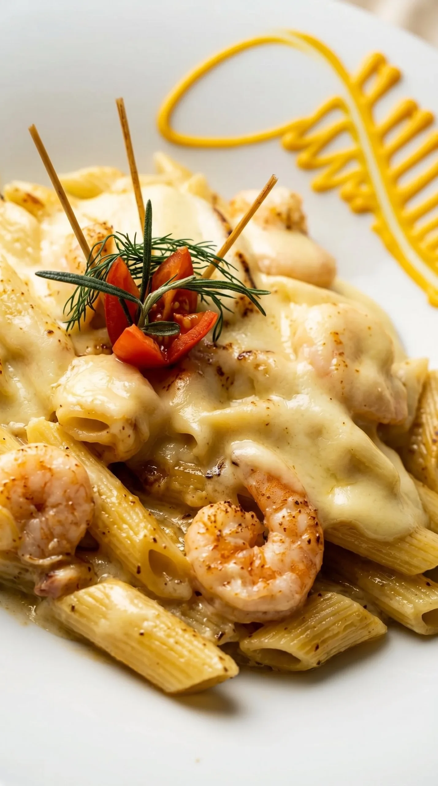 Pasta with shrimp and dried garlic