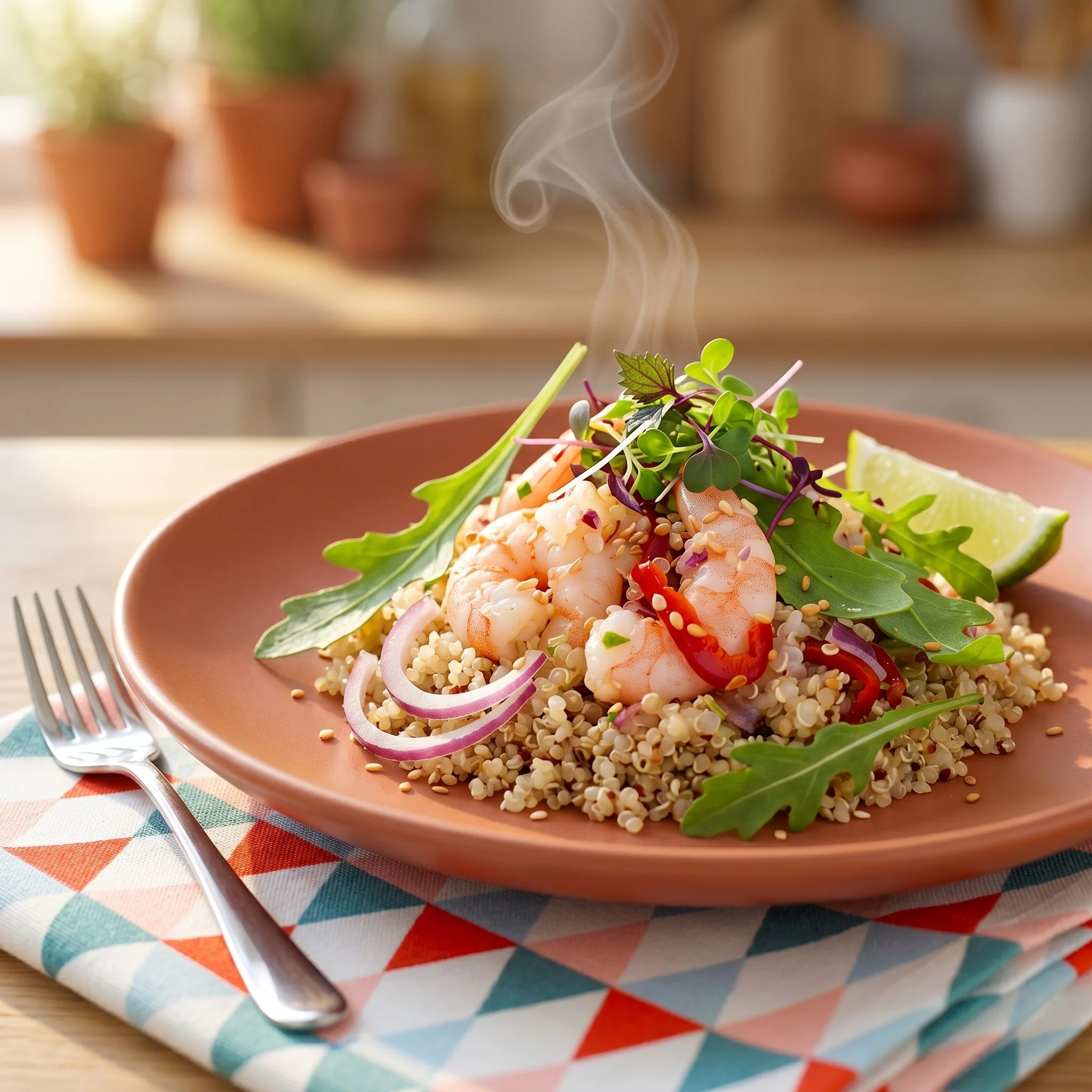 Salade de quinoa aux crevettes