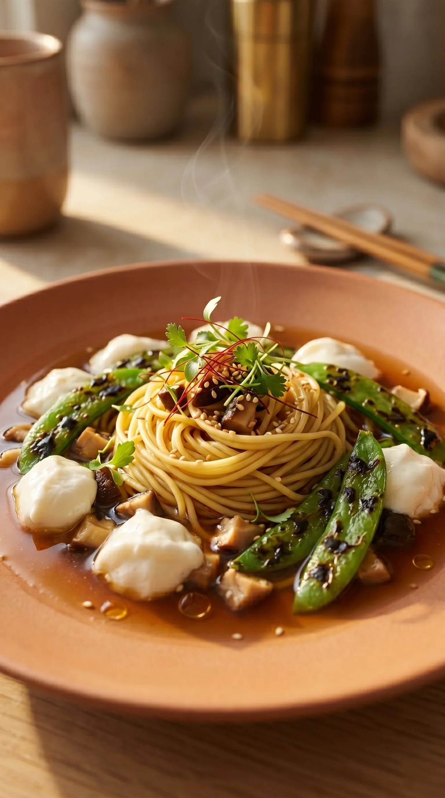 Savoureuse soupe de nouilles chinoises servie dans un bol